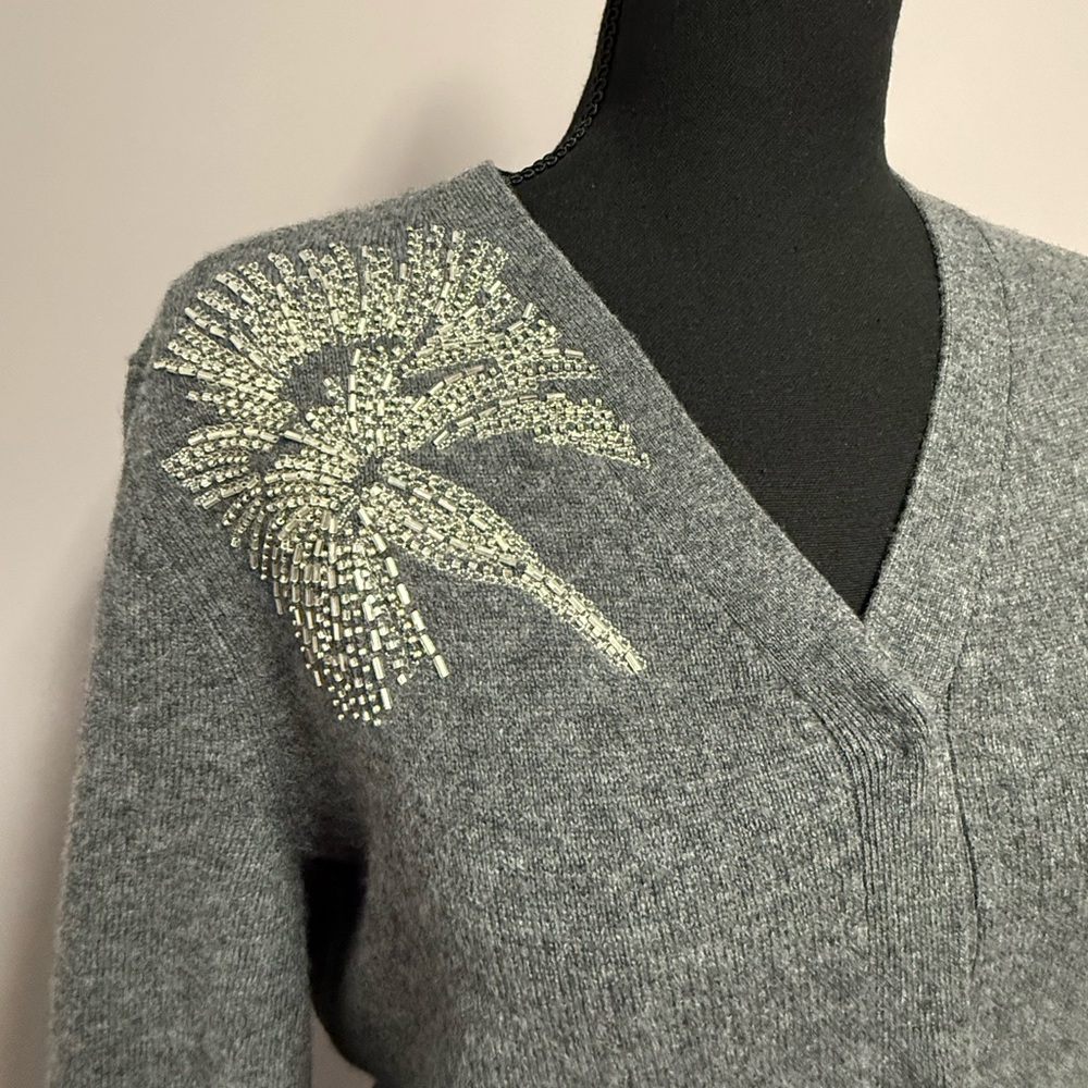 TORY Burch TV Merino WOOL Embellished CARDIGAN Sweater BEADS